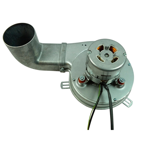 flue gas motor/exhaust blower for pellet stove - Diameter 150 mm - angled spout